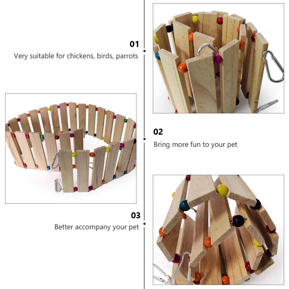 Balacoo Natural Wood Parrot Swing & Ladder Toy - Bird Stand, Perch & Climbing Toy for Parrots, Cockatiels, Lovebirds - Perfect for Bird Cages, Aviaries & Chicken Coops