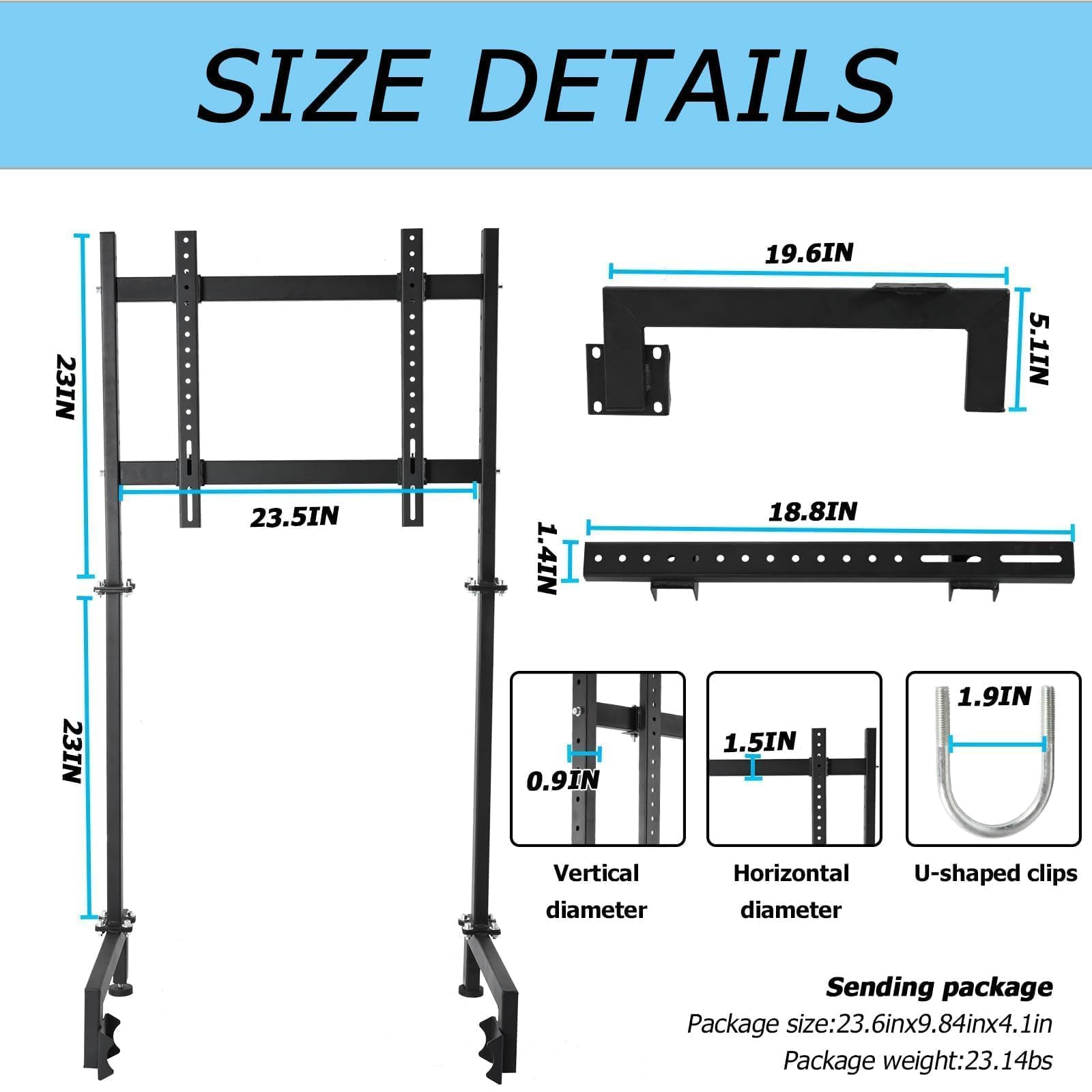 Anman Racing Pro Visualizer Display Stand - Adjustable Monitor Mount for 24 to 55 Inch Screens | Stable Sim Racing Bracket for Round Tube Cockpits | Perfect for Home Racing Simulators & Gaming Setups