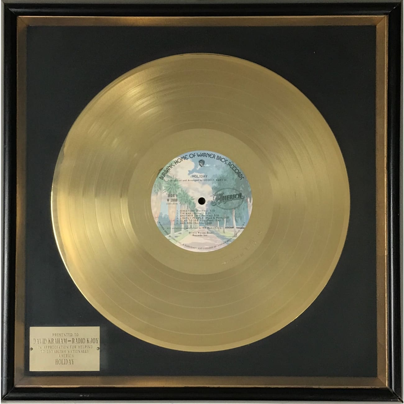 1974 America Holiday Disc Award Limited Edition - Rare Collectible Vinyl Record for Music Enthusiasts & Vintage Collectors | Perfect for Display, Gifts & Retro Music Nights
