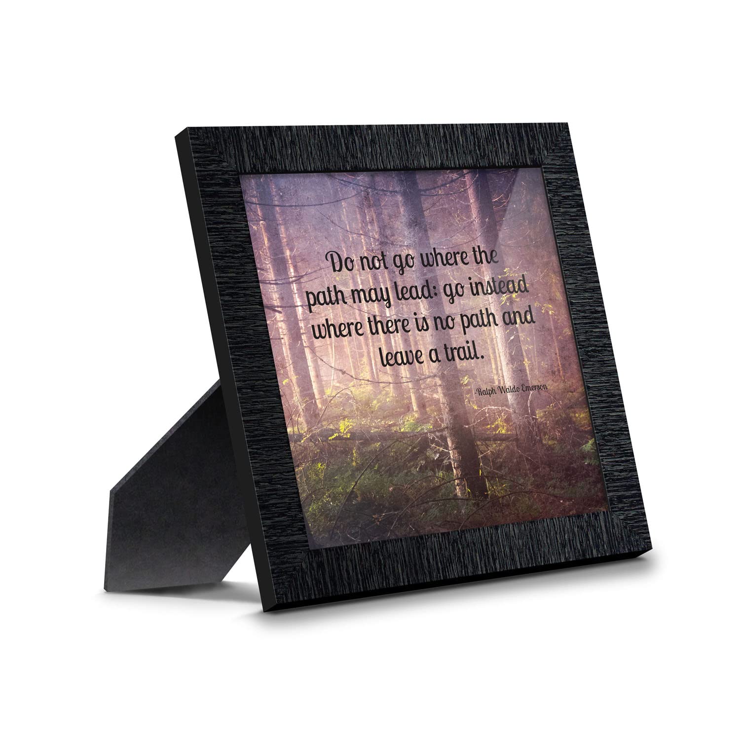 Motivational Wall Art with Emerson Quote - Inspirational Office Decor & Graduation Gifts for Boys - 'Do Not Go Where the Path May Lead' Framed Print - Perfect for Home Office, College Dorm & High School Graduation Party Decor