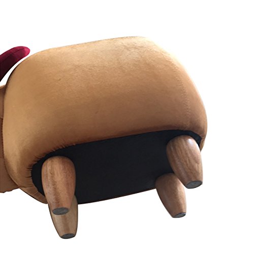 Cute Buffalo Ottoman Footstool - Upholstered Animal Stool for Kids, Wooden Footrest & Decorative Accent Furniture (Black PU) - Perfect for Nursery, Playroom & Living Room