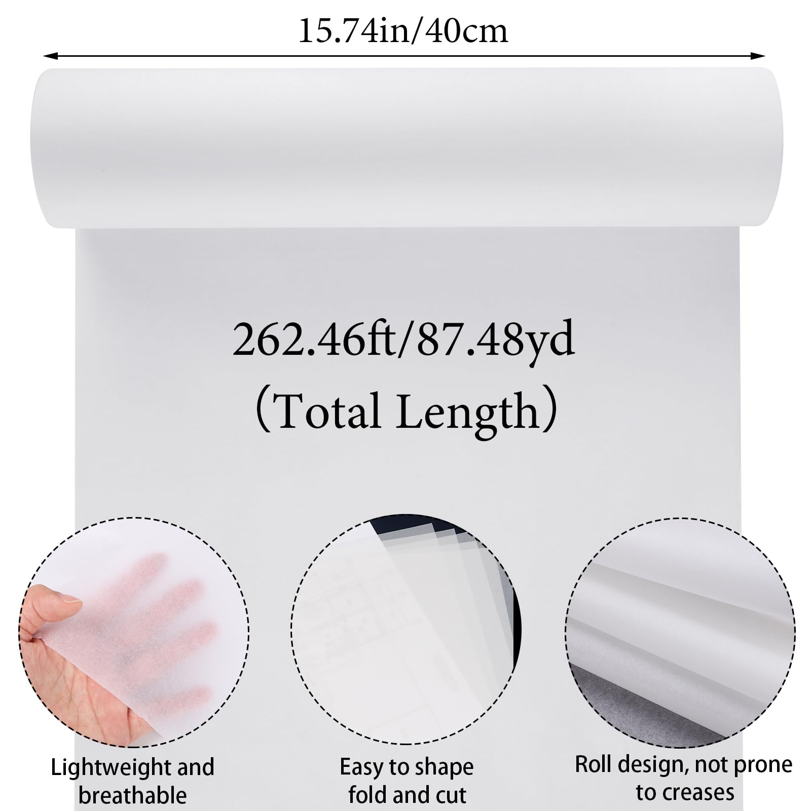 Premium White Acid-Free Archival Tissue Paper - 15.74in x 87.48yd, Unbuffered & Lignin-Free for Safe Storage | Perfect for Gift Wrapping, Clothing Preservation, Scrapbooking & Art Projects