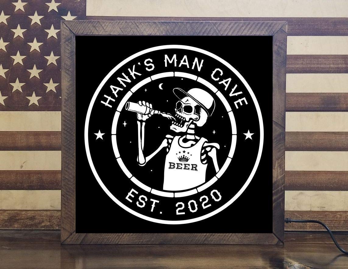 Custom LED Skeleton Beer Sign - Personalized Light-Up Wall Decor for Man Caves & Home Bars - Unique Gift for Beer Lovers & Decor Enthusiasts - Non-Neon Pub Sign - Perfect for Halloween Parties, Game Rooms & Basement Decor