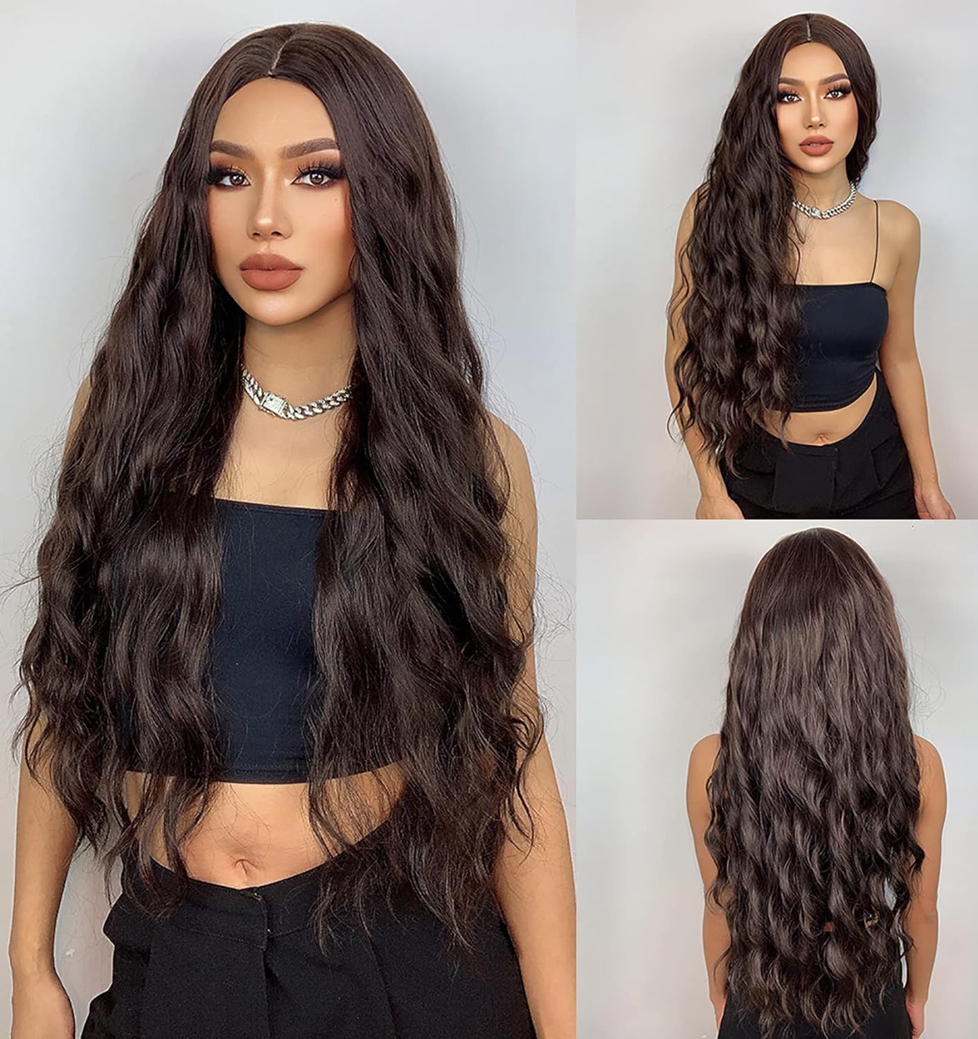 OSEN 5-Piece 24-Inch Curly Wavy Hair Extensions for Women - Clip-in Human Hair Extensions for Instant Length & Volume (Black) - Perfect for Parties, Weddings & Daily Styling