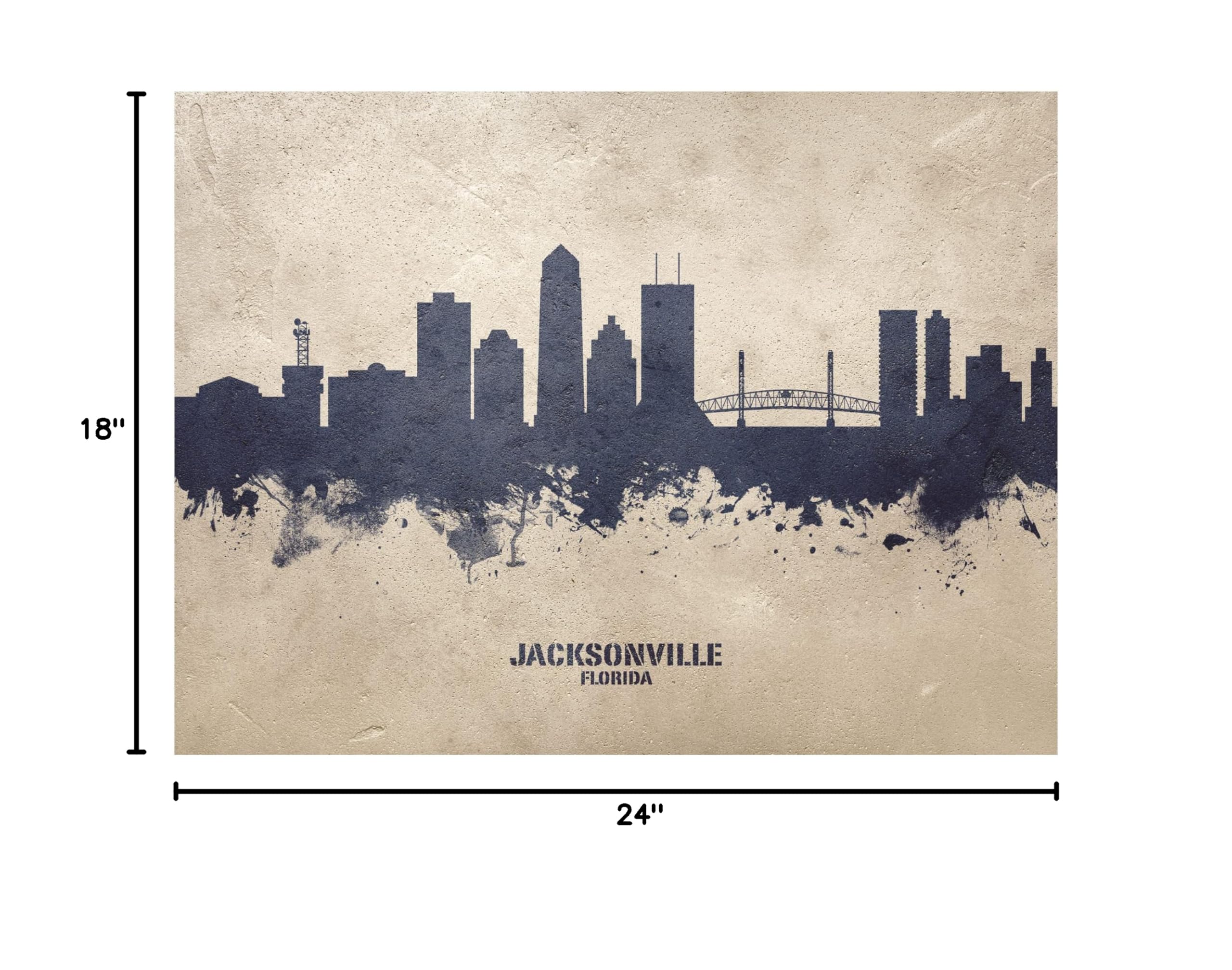 Michael Tompsett Jacksonville Florida Skyline Concrete Canvas Art Print - Modern Cityscape Wall Decor for Living Room, Office & Bedroom