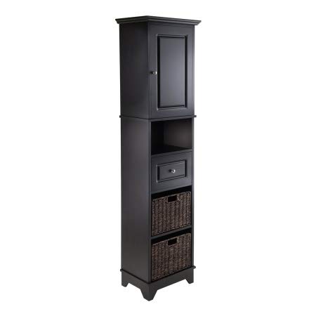 Wyatt Tall Storage Cabinet with Baskets, Drawer & Door - Perfect for Bedroom Closet, Bathroom Organization & Entryway Storage