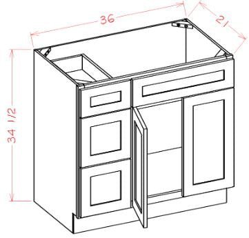 ACW V3621DL Casselberry Antique White Assembled Vanity Sink Base Cabinet - Perfect for Bathroom Remodel & Vintage Style Decor
