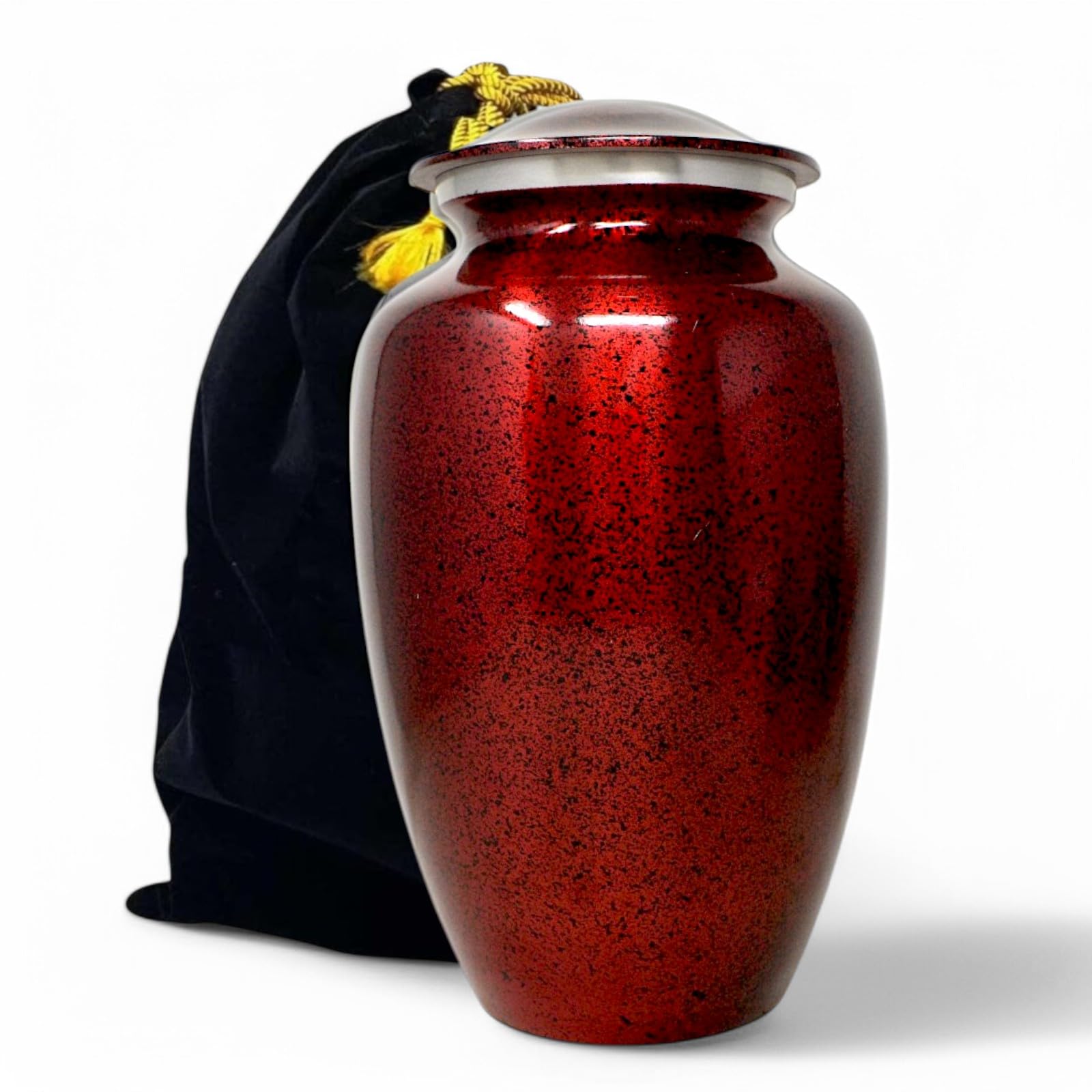 Black Memorial Urn for Ashes - Elegant Cross Design Keepsake Urn for Loved Ones - Adult Human Ashes Urn for Men & Women - Funeral & Decorative Urn for Home Memorial Display - Perfect for Funeral Services, Home Altars & Memorial Shelves
