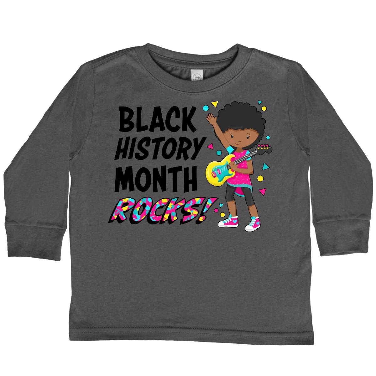 Inktastic Black History Month Rocks - Girl with Toddler Long Sleeve T-Shirt | African American Pride Apparel for Women & Kids | Perfect for Family Events, School Celebrations & Cultural Awareness