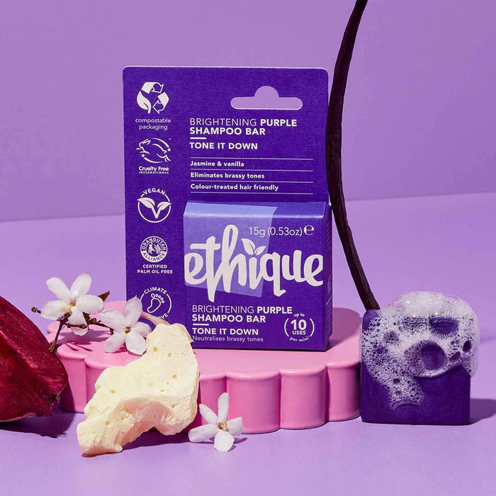 ETHIQUE Mini Solid Shampoo Bar Purple - Tone It Down | Vegan & Eco-Friendly Hair Care for Travel & Gym | Sulfate-Free Shampoo for Color-Treated Hair