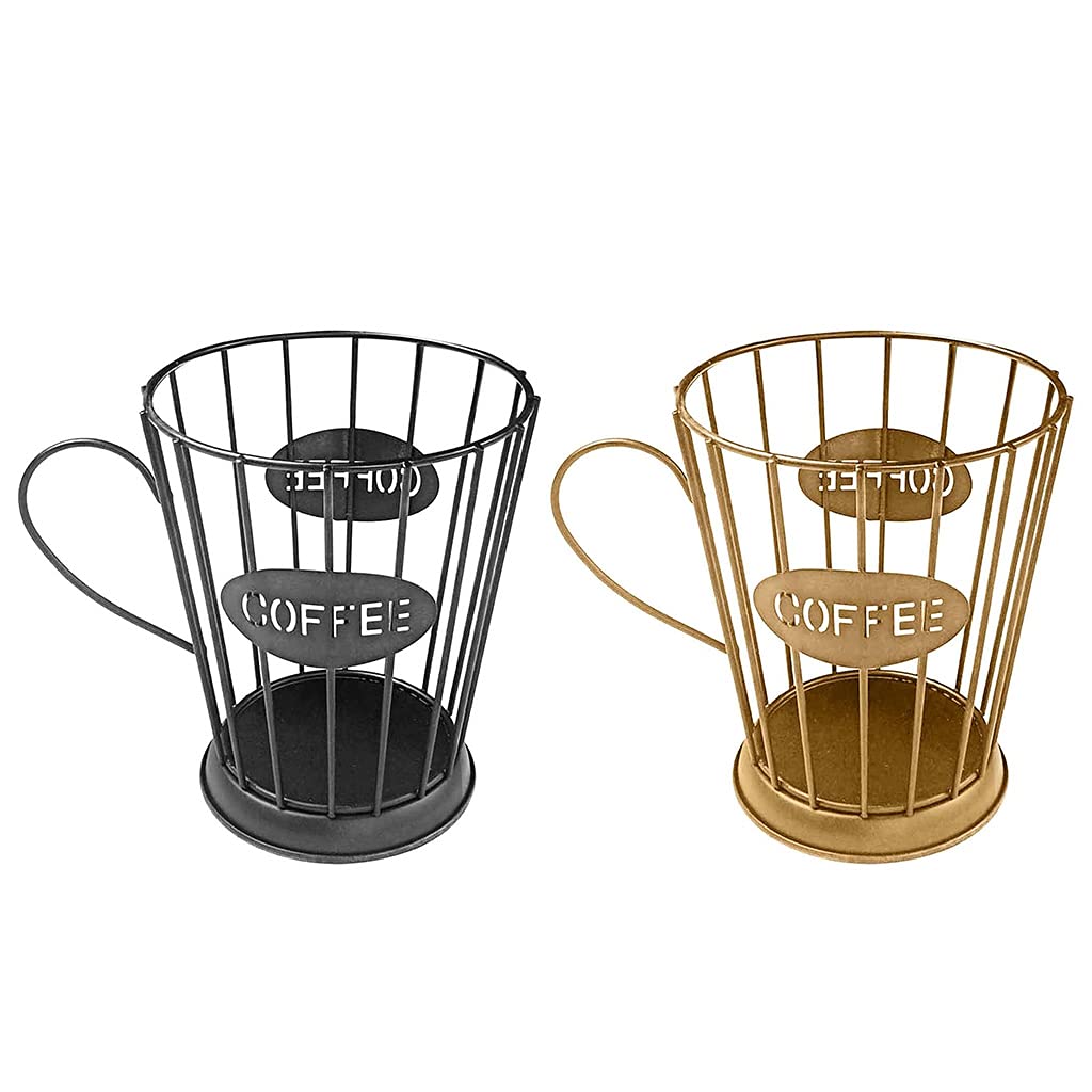 SHUANGSHI Metal Coffee Pod Holder - Iron Art Candle & Creamer Container - Stylish Kitchen & Office Organizer for Coffee Bars - Gold Finish | Perfect for Home Decor & Coffee Station Organization