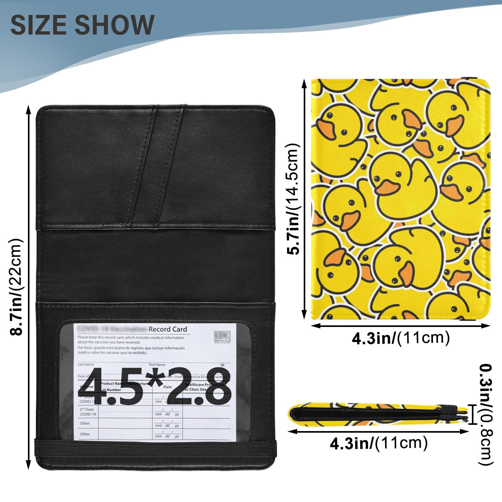 Personalized Yellow Duck RFID Vaccination Passport Holder - Waterproof Travel Vaccine Card Case Protector for Women & Men | Perfect for Airports, Cruises & International Travel