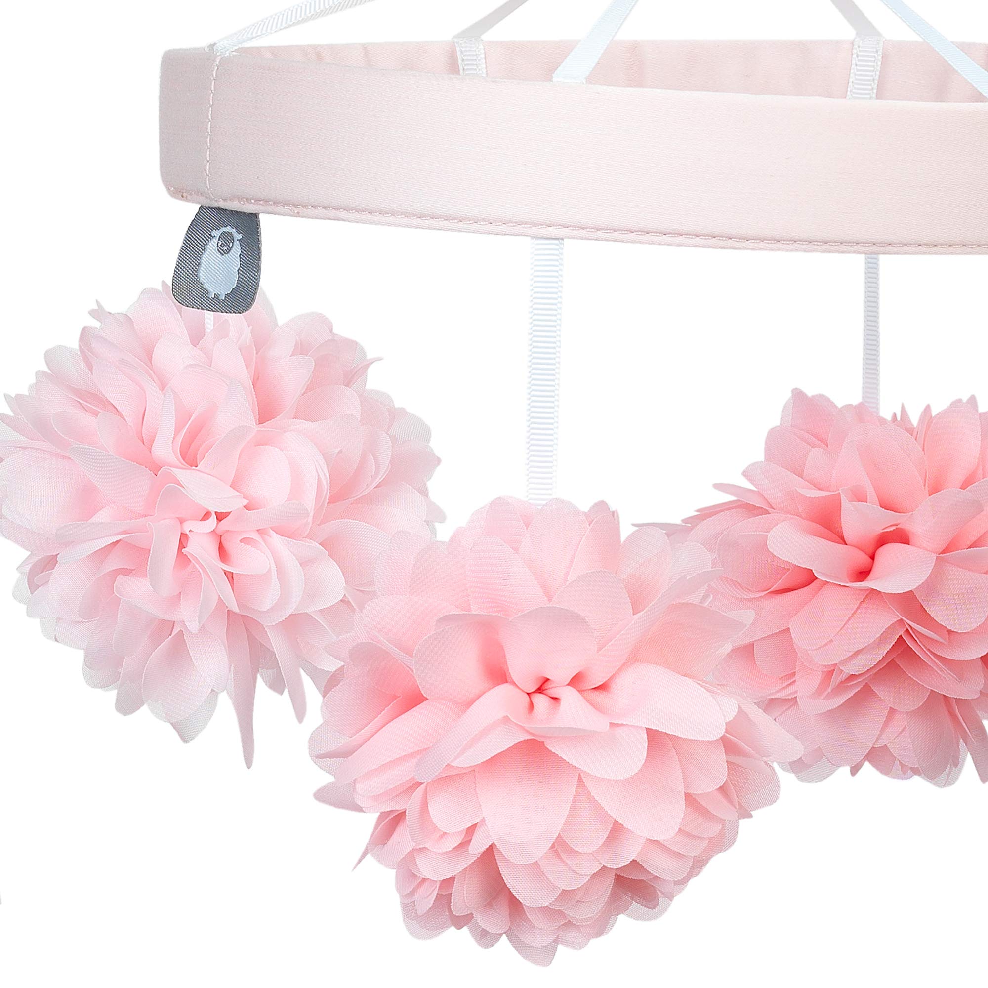 Lambs & Ivy Signature Botanical Baby Pink Floral Musical Crib Mobile - Soothing Nursery Decor for Newborns & Infants | Perfect for Bedtime & Playtime