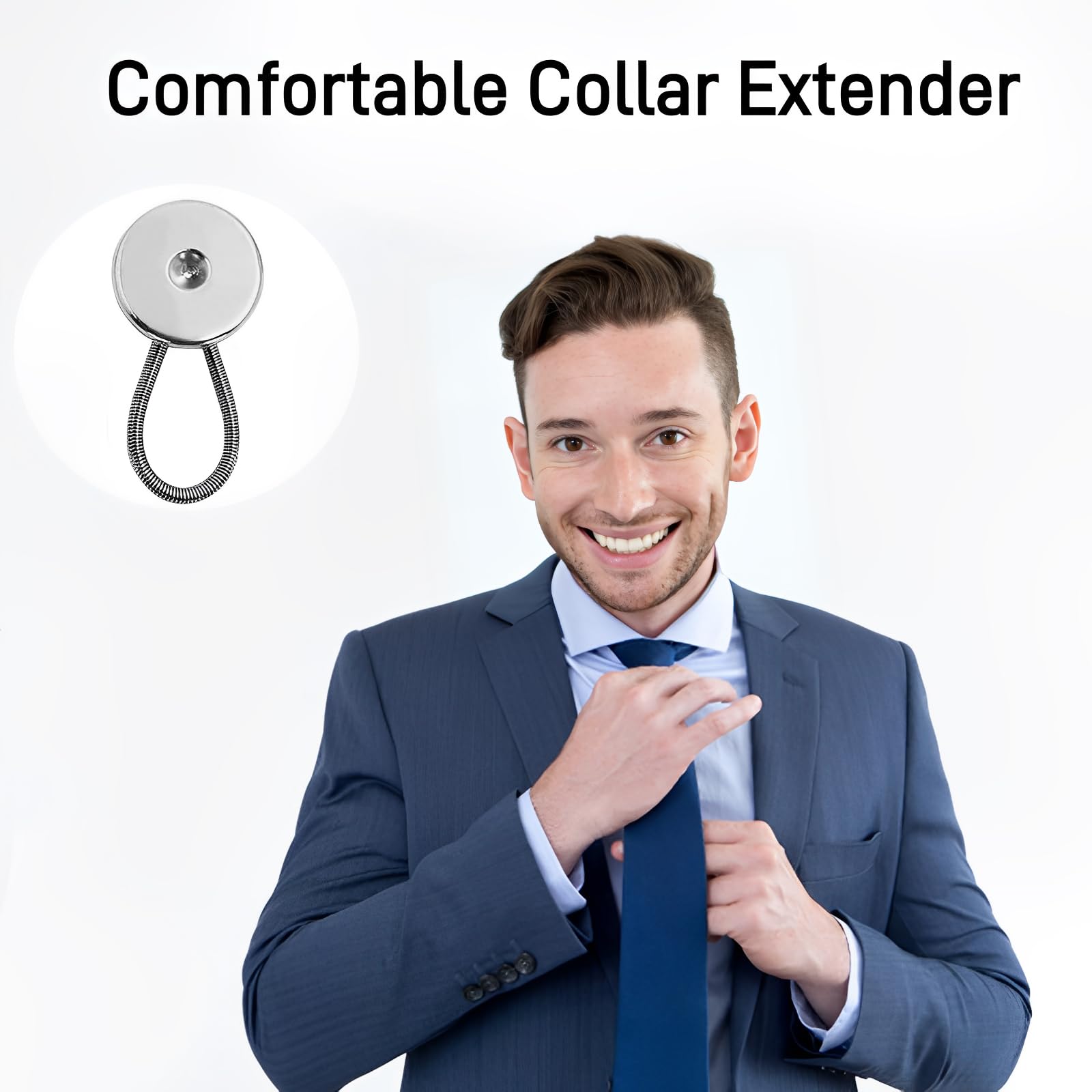 Men's Shirt Collar Extenders - 6 Pack Gray Button Extenders for Dress Shirts, Suits & Coats - Comfortable Neck Size Adjusters for Formal Wear - Perfect for Office, Weddings & Business Meetings