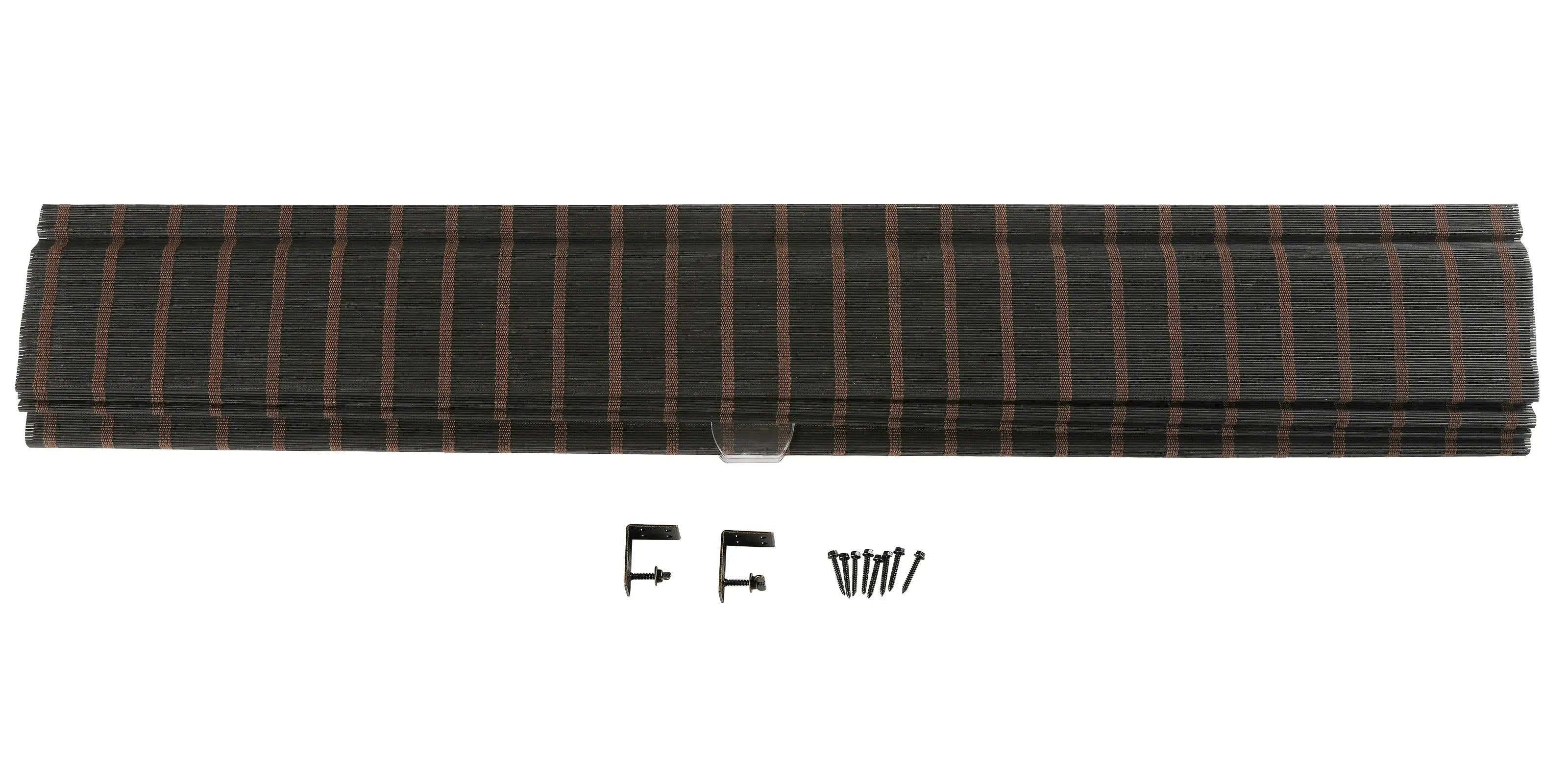 Sybil Bamboo Roman Shade - Black Coffee Window Treatment for Living Room & Bedroom | Eco-Friendly Natural Wood Blinds for Home Decor
