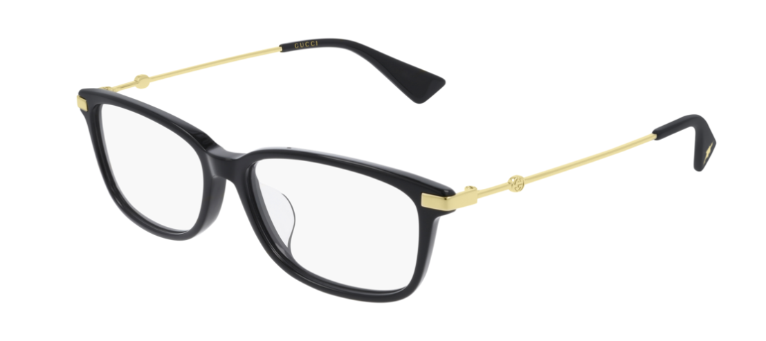 Gucci GG 0759OA 001 Black Gold Rectangle Women's Eyeglasses - Stylish Designer Frames for Women | Perfect for Work, Everyday Wear & Fashion Accessories