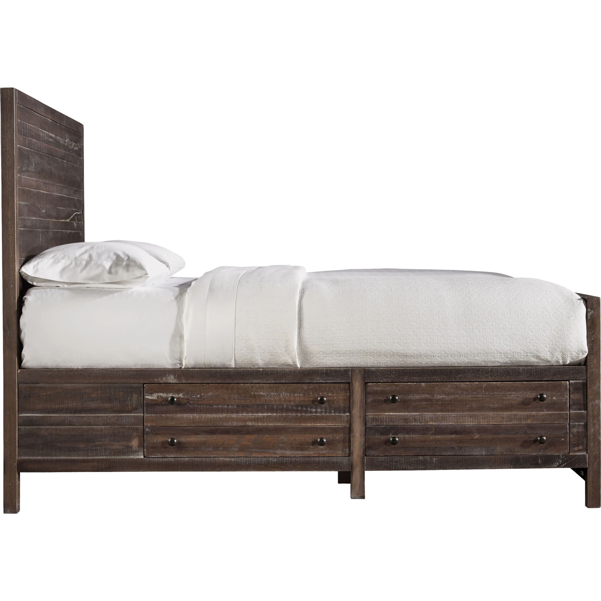 Townsend Solid Wood Storage Bed Frame - Java Finish, Queen Size, Underbed Storage Drawers for Bedroom Organization | Perfect for Small Spaces & Guest Rooms