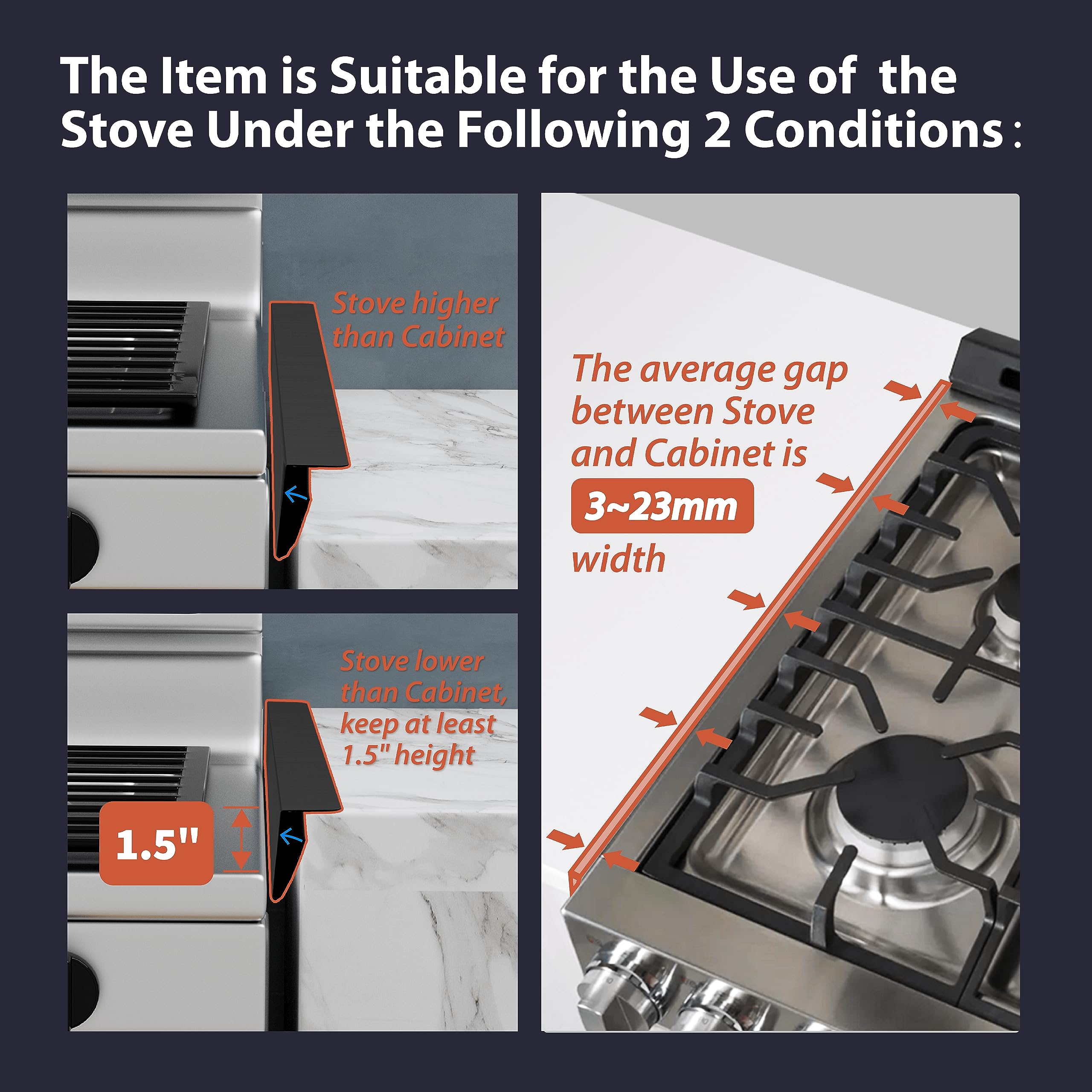 IIIOIIIA Premium L-Shaped Kitchen Stove Gap Cover (2-Pack) - 25.5