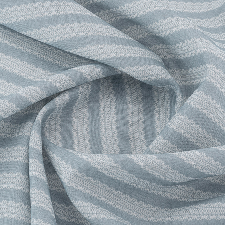 Torchon Stripe Linen Fabric - Premium Old Blue Linen Textile for Table Runners, Napkins & Home Decor