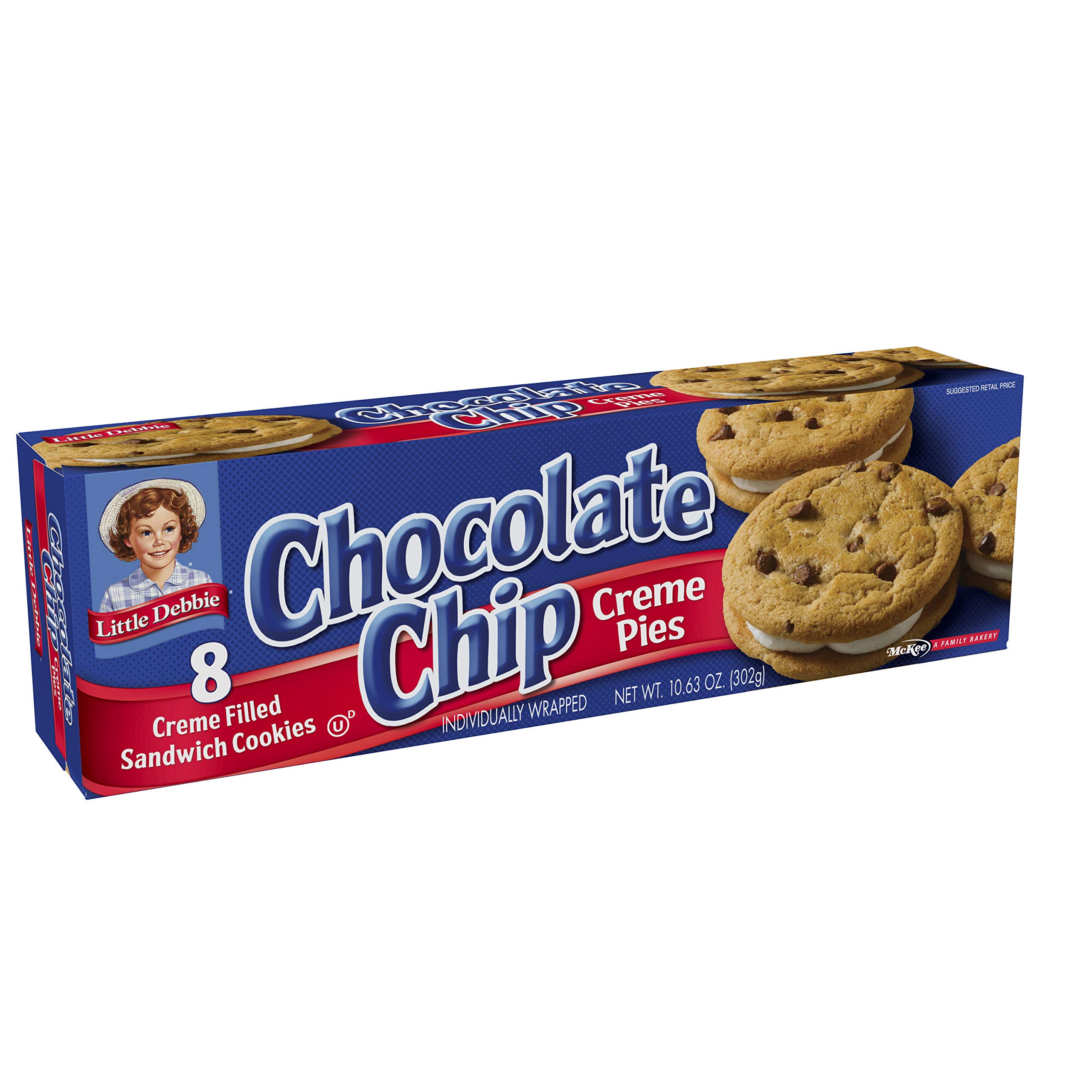 Little Debbie Chocolate Chip Creme Pie - 48 Pack (6 Boxes of 8) | Individually Wrapped Snack Pies | Perfect for School Lunches, Office Snacks & Party Treats
