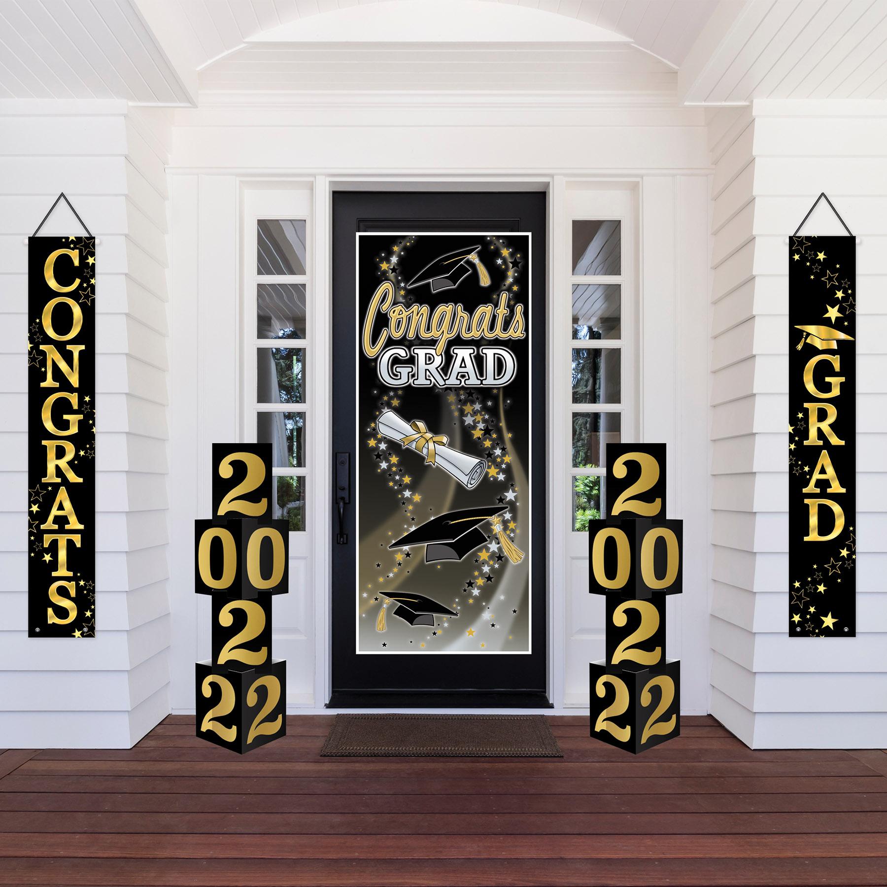 12 Pack Beistle Congrats Grad Fabric Graduation Party Door Panel Set - Decorate for High School & College Graduation Ceremonies, Parties & Celebrations