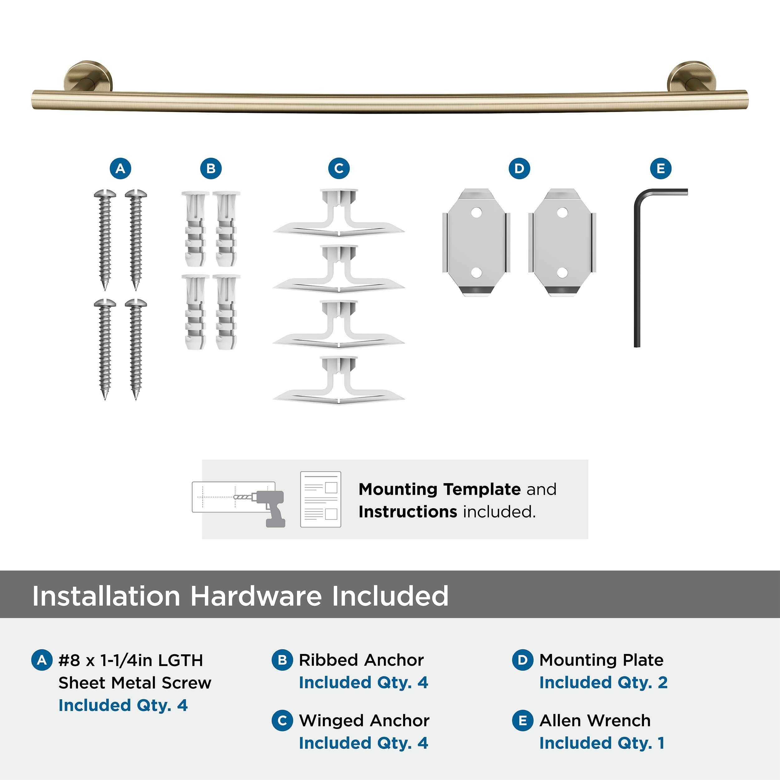 Amerock BH26544BBZ 24-Inch Golden Champagne Towel Bar - Elegant Curved Bathroom Towel Rack Holder for Bathroom & Spa Decor | Bath Hardware & Accessories | Perfect for Showers, Vanities & Luxury Hotels