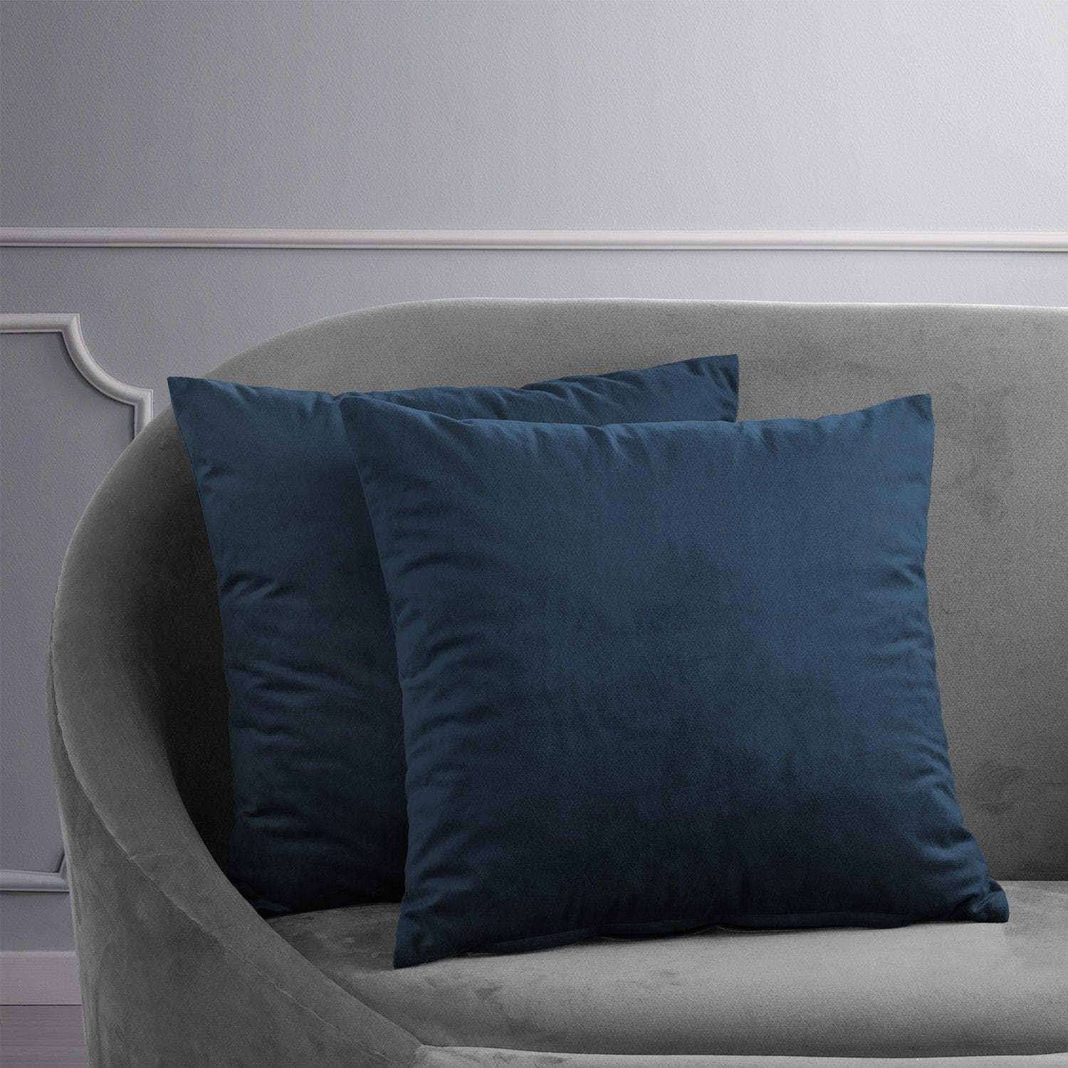 Premium Midnight Blue Velvet Cushion Covers Set of 2 - Soft Luxury Throw Pillow Covers for Sofa, Bed & Home Decor - 18x18 Inch Square Decorative Pillow Cases