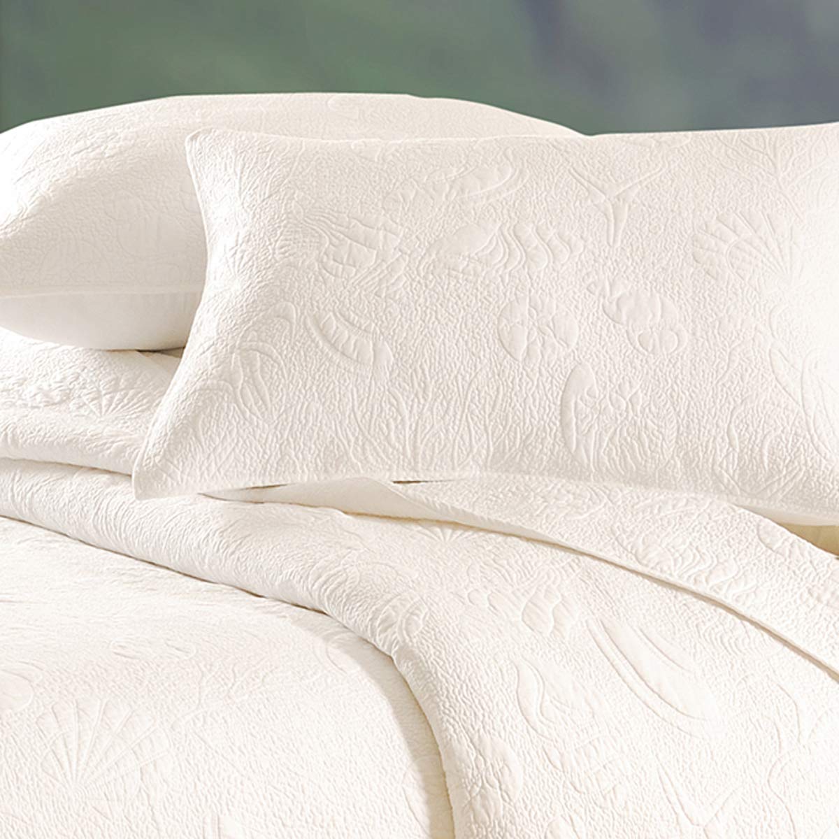 C&F Home White Shell Twin Matelassé Quilt - 100% Cotton Lightweight Reversible Bedspread Coverlet - Machine Washable - Perfect for Guest Rooms, Master Bedrooms & Dorm Decor