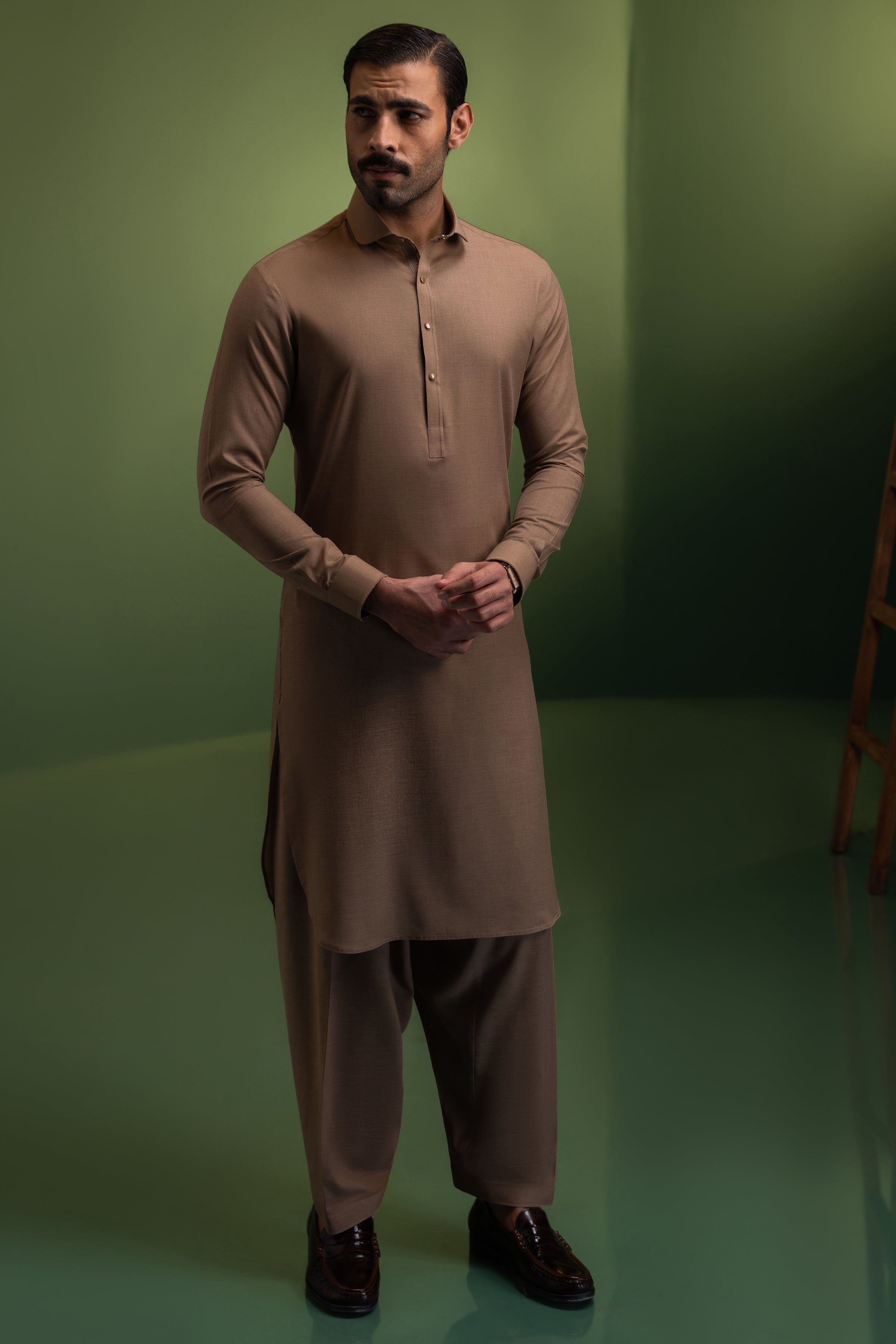 Premium Blended Camel Shalwar Kameez Outfit - Traditional Pakistani Suit for Men - Perfect for Eid, Weddings & Cultural Events