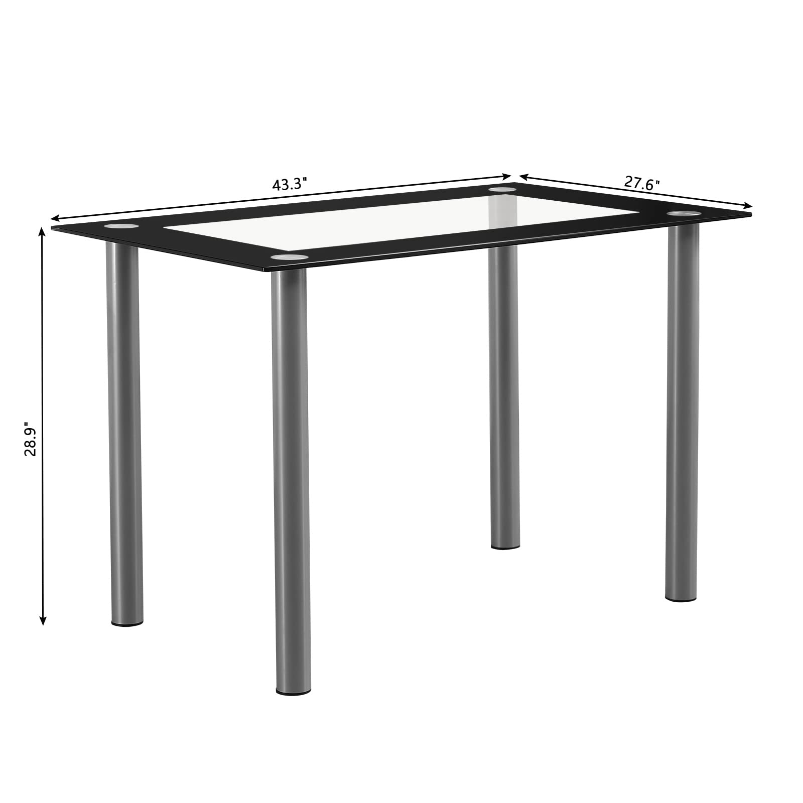 5-Piece Tempered Glass Dining Table Set with 4 PU Leather Chairs - Modern Kitchen Furniture for Small Spaces | Durable Black Dining Set for Apartments, Breakfast Nooks & Compact Homes
