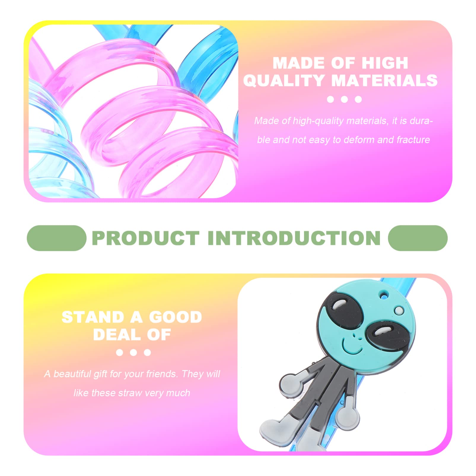 10Pcs Reusable Spiral Art Straws - Fun Plastic Drinking Straws for Kids, Luau Beach Parties & Birthday Supplies | Space Themed Crazy Straws, Baby & Child Safe PVC Straws for Smoothies, Cocktails & Creative Drinks