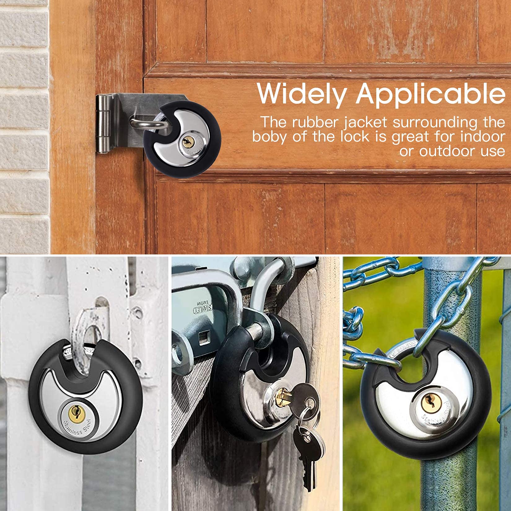 4 Digit Combination Disc Padlock with Keys - Heavy Duty Outdoor Lock for Storage Units, Gates, Fences & Trailers - Secure Your Valuables in Any Weather