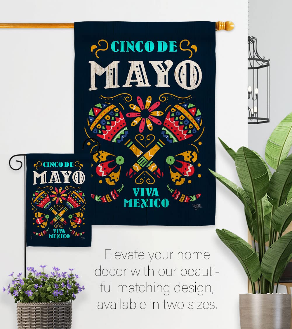 Viva Mexico Garden Flag Set - Cinco de Mayo Party Decor for Outdoor & Yard