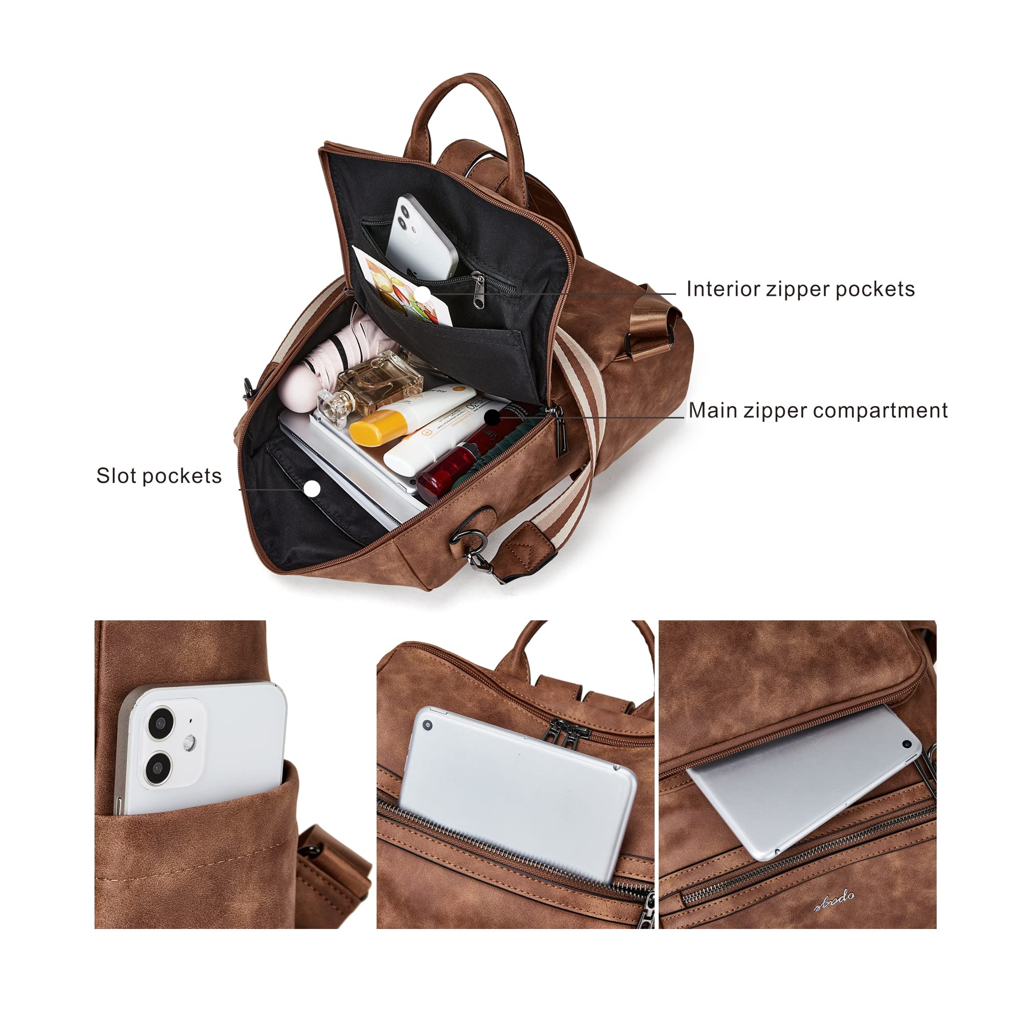 OPAGE Women's Leather Backpack Purse - Fashion Tassel Shoulder Bag for Travel & Work