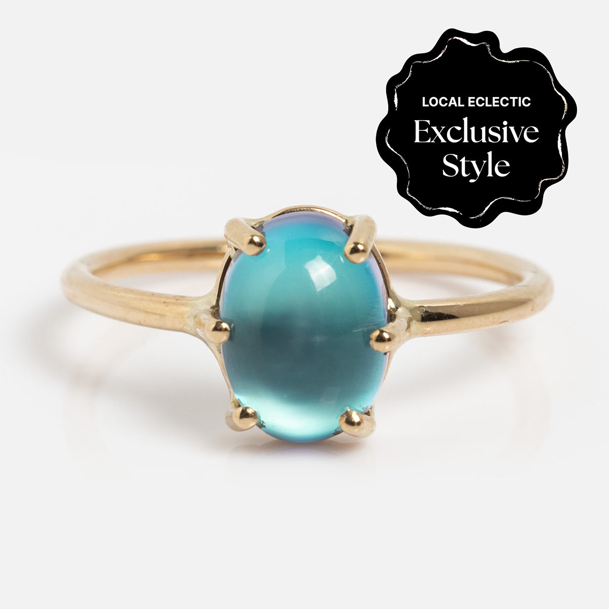 14K Blue Crush Cat's Eye Moonstone Solitaire Ring - Elegant Dainty Jewelry for Women, Perfect for Engagement, Wedding, Anniversary & Everyday Wear