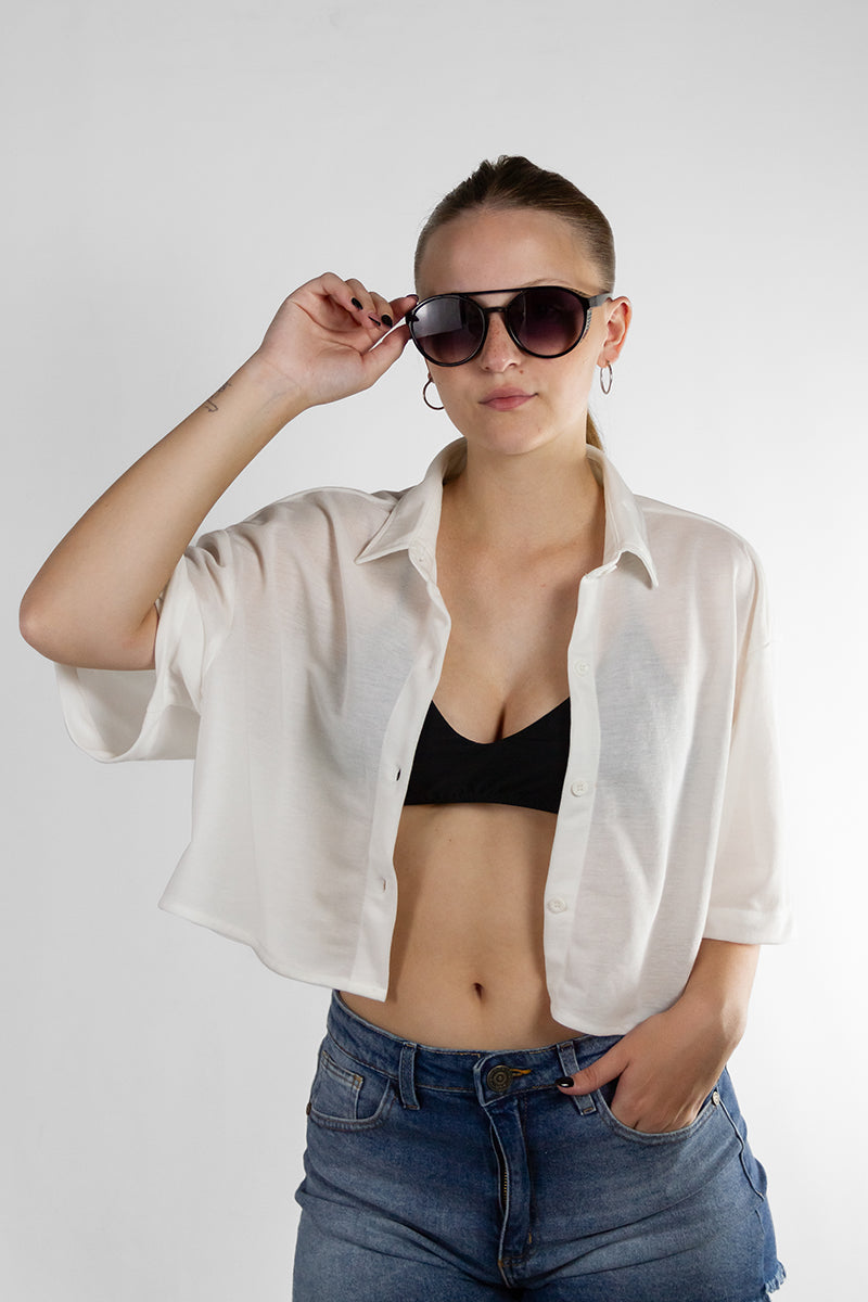 Ocn Women's Lina White Shirt (V8) - Perfect for Casual Outings, Office Wear & Summer Fashion