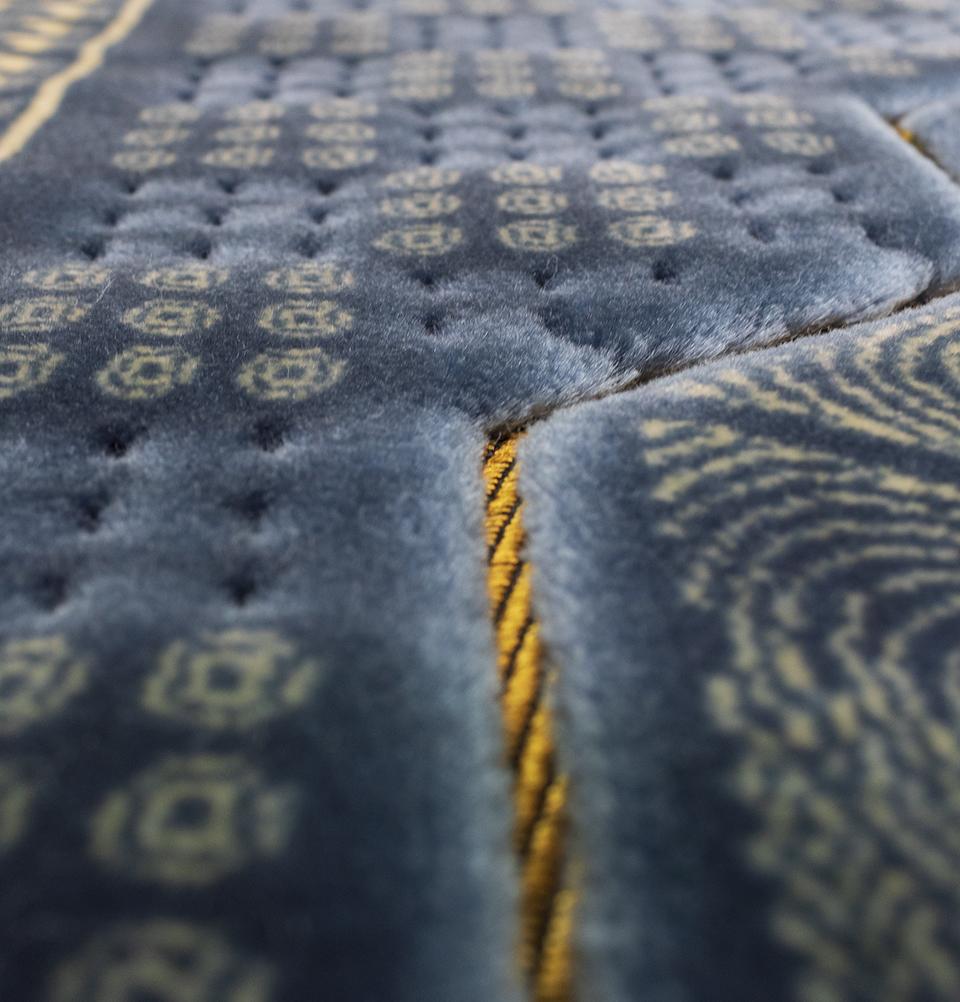 Premium Lux Plush Velvet Islamic Prayer Rug with Geometric Mihrab Design - Soft Blue Prayer Mat for Home, Mosque & Travel - Perfect for Daily Salah, Jumu'ah & Ramadan Prayers