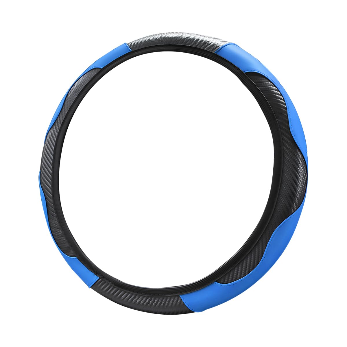 Premium Universal 15 Inch Car Steering Wheel Cover - Anti-Slip Microfiber PU Leather with Elastic Design & Stylish Stitching | Perfect for Men & Women | Enhances Grip & Protects Steering Wheel (Black/Blue) | Ideal for Daily Commutes, Road Trips & All-Season Driving Comfort