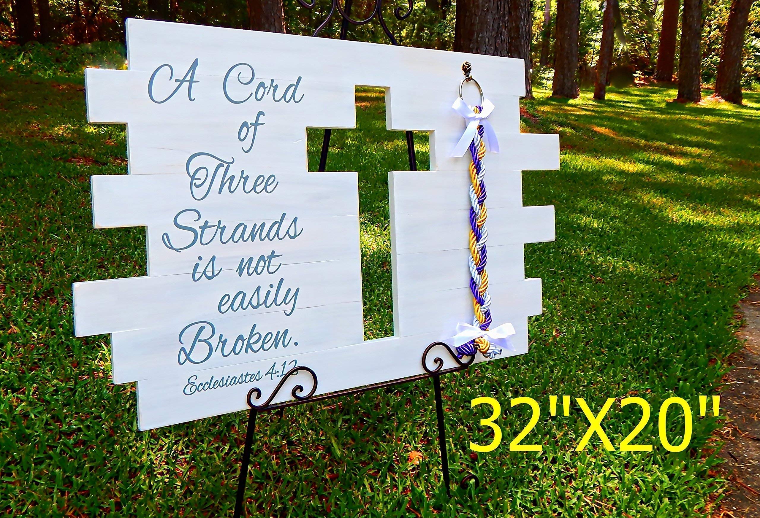 Large 32x20 White Unity Cross Wedding Sign with Detachable Three-Strand Braids - Perfect for Christian Weddings, Home Decor & Spiritual Gifts