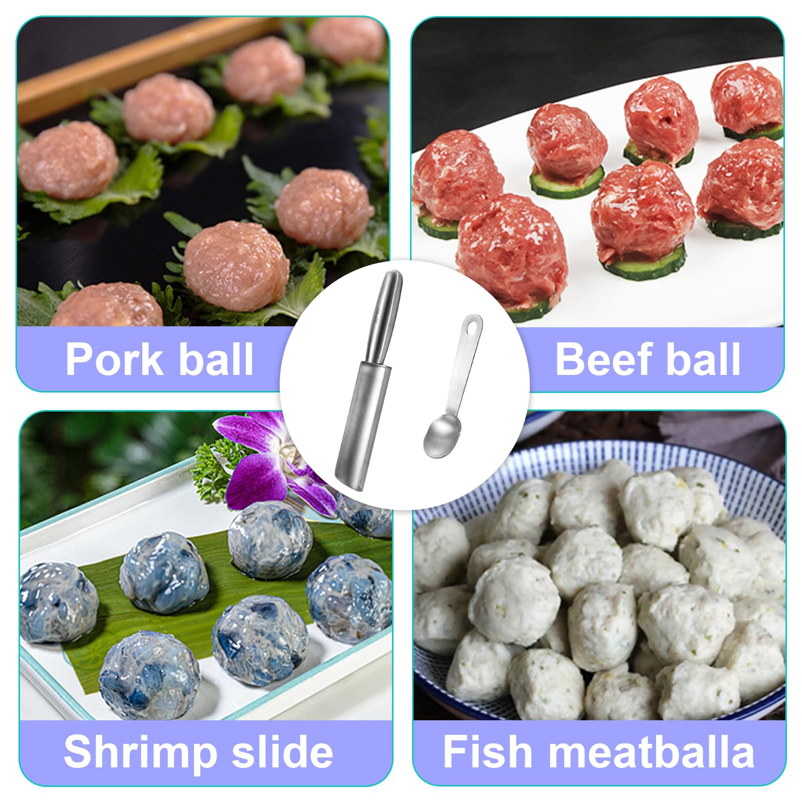 Yuqilin Manual Meatball Maker - Kitchen Tool for Homemade Meatballs, Croquettes, Sorbet & Cookies with Cutting Spatula (Single Tube) - Perfect for Italian Cooking, Meal Prep & Party Snacks