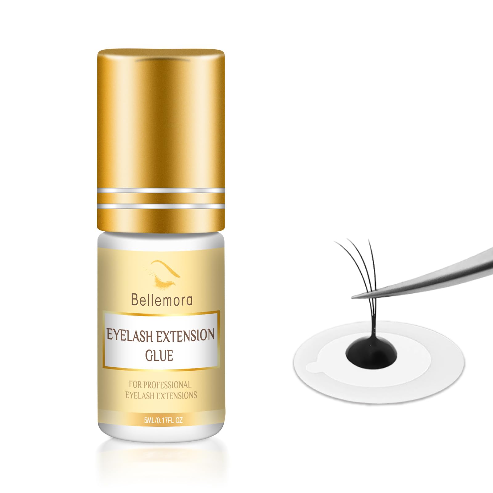 Professional Eyelash Extension Glue - No Fume, Fast Drying (2-4 Sec), Long Lasting (7 Weeks Retention), Waterproof Lash Adhesive for Semi-Permanent Extensions - Perfect for Salon Use & DIY Home Lash Applications