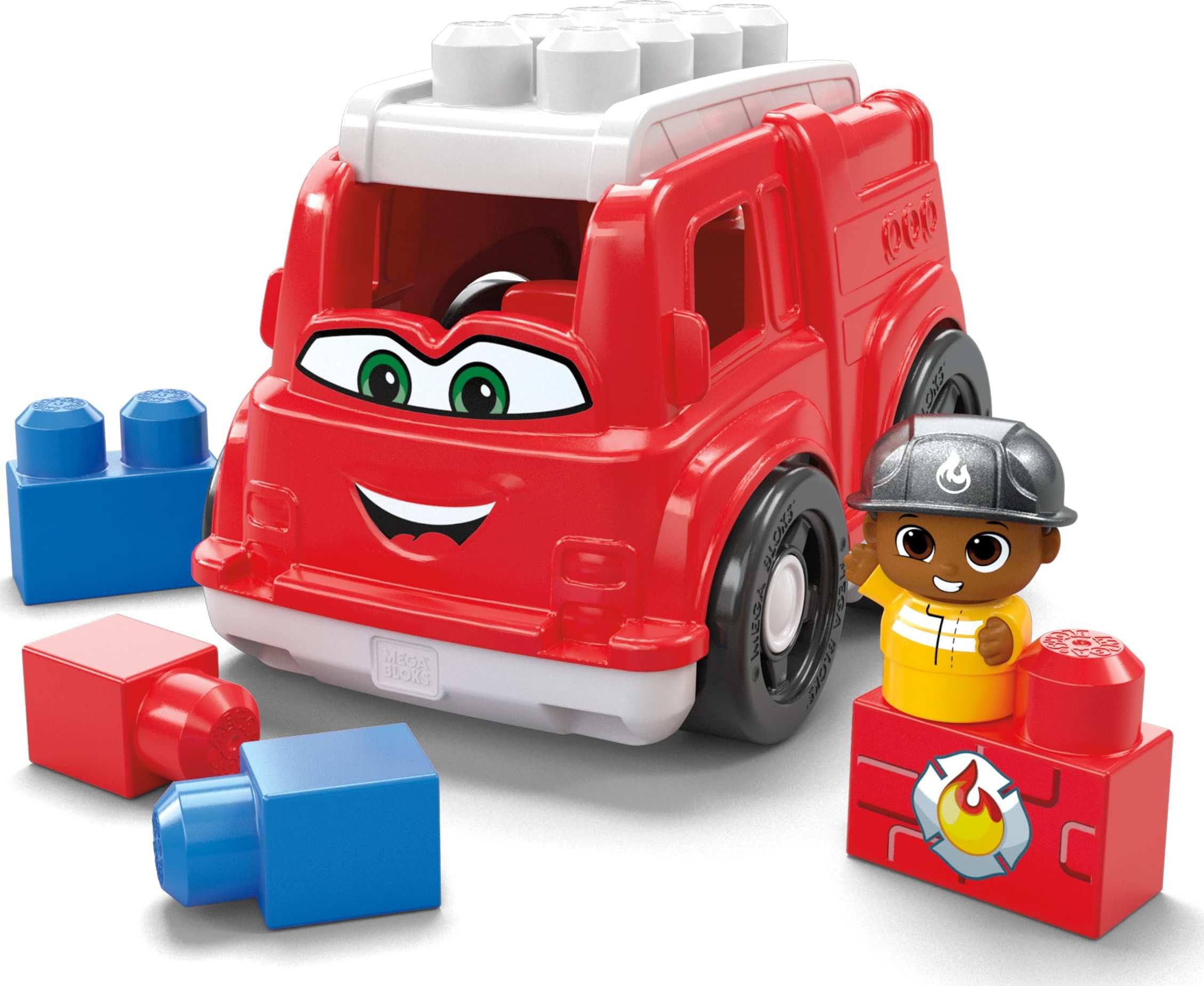 Mega BLOKS First Builders Toddler Building Blocks Toy Set - Freddy Firetruck with 6 Pieces, Storage Bag & 1 Figure, Red, Ages 1+ Years | STEM Learning Toy for Toddlers, Early Childhood Development & Creative Play