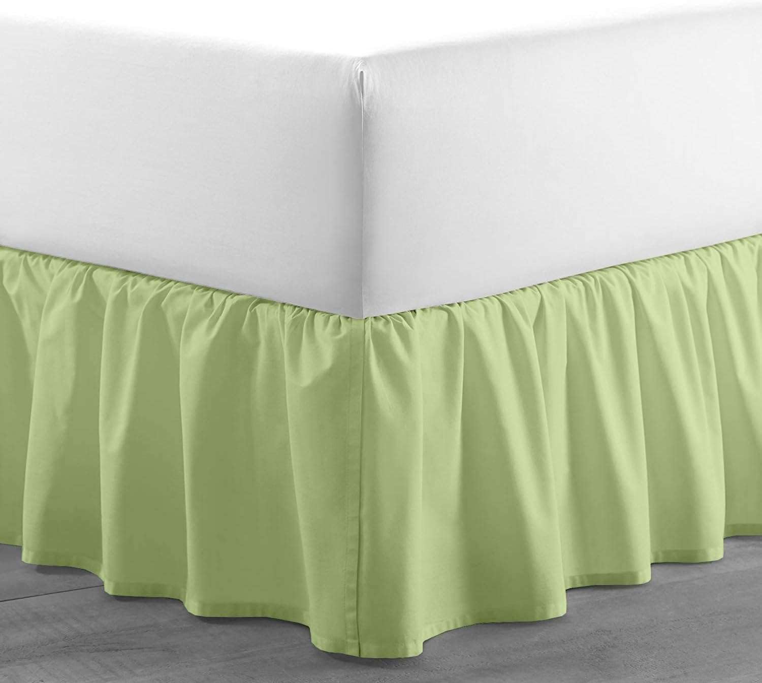 Elegant Ruffled Bed Skirt with Split Corners - 100% Soft Microfiber, Wrinkle-Free & Sheen Finish - 24 Inch Drop Gathered Dust Ruffle for Queen/King Beds - Perfect for Guest Rooms, Master Bedrooms & Luxury Hotel Decor