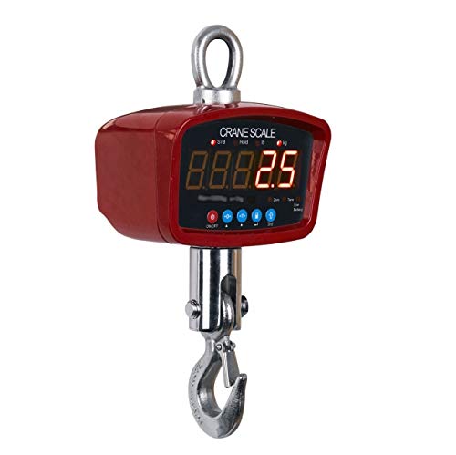 Optima Scale OP-924A-1000 Digital Portable Industrial Hanging Crane Scale with Remote Control - 1000 lbs Capacity, 0.5 lbs Precision - Heavy Duty LED Display for Warehouses, Shipping & Construction Sites