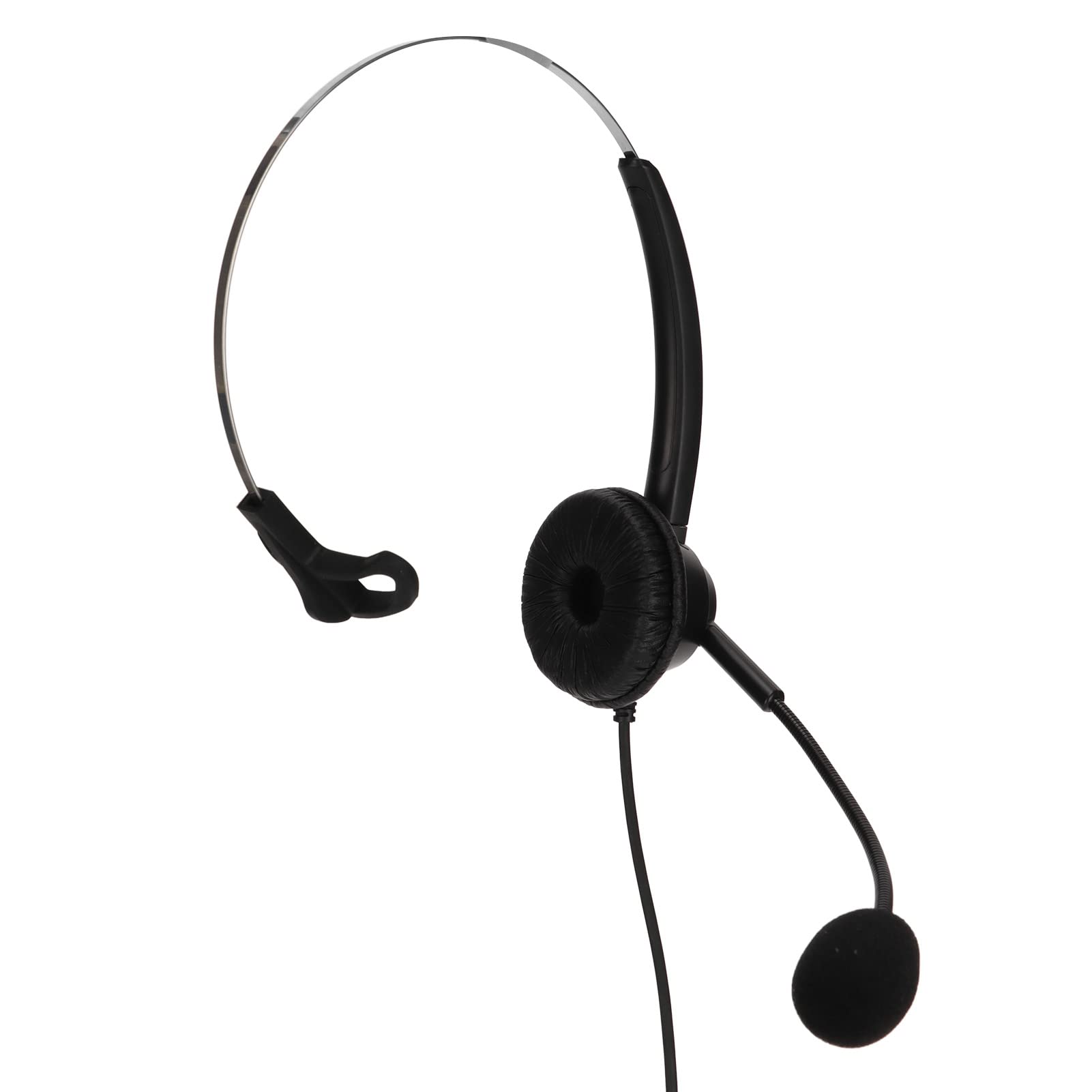 Noise Cancelling Business Headset with Flexible Boom Mic - Single-Sided 3.5mm Wired Headphone for Office, Call Center & Remote Work (Plug & Play) - Perfect for Zoom Meetings, Customer Service & Home Office Use