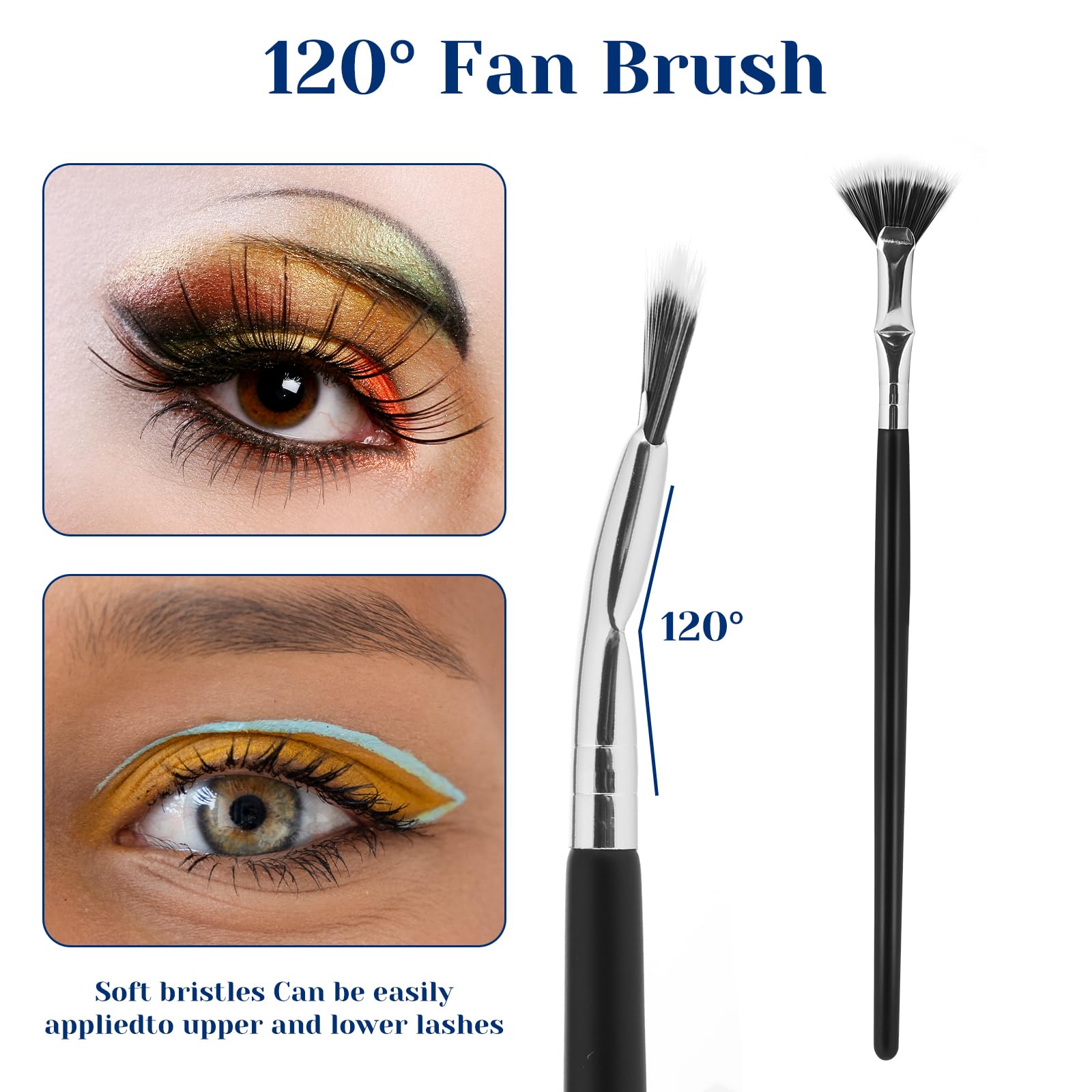 4PCS Mascara Fan Brush Set - Foldable Angle Scalloped Lash Brush for Clump-Free Eyelashes | Multifunctional Fan-Shaped Eyelash Comb & Separator for Upper & Lower Lashes | Perfect for Professional Makeup & Daily Beauty Routine