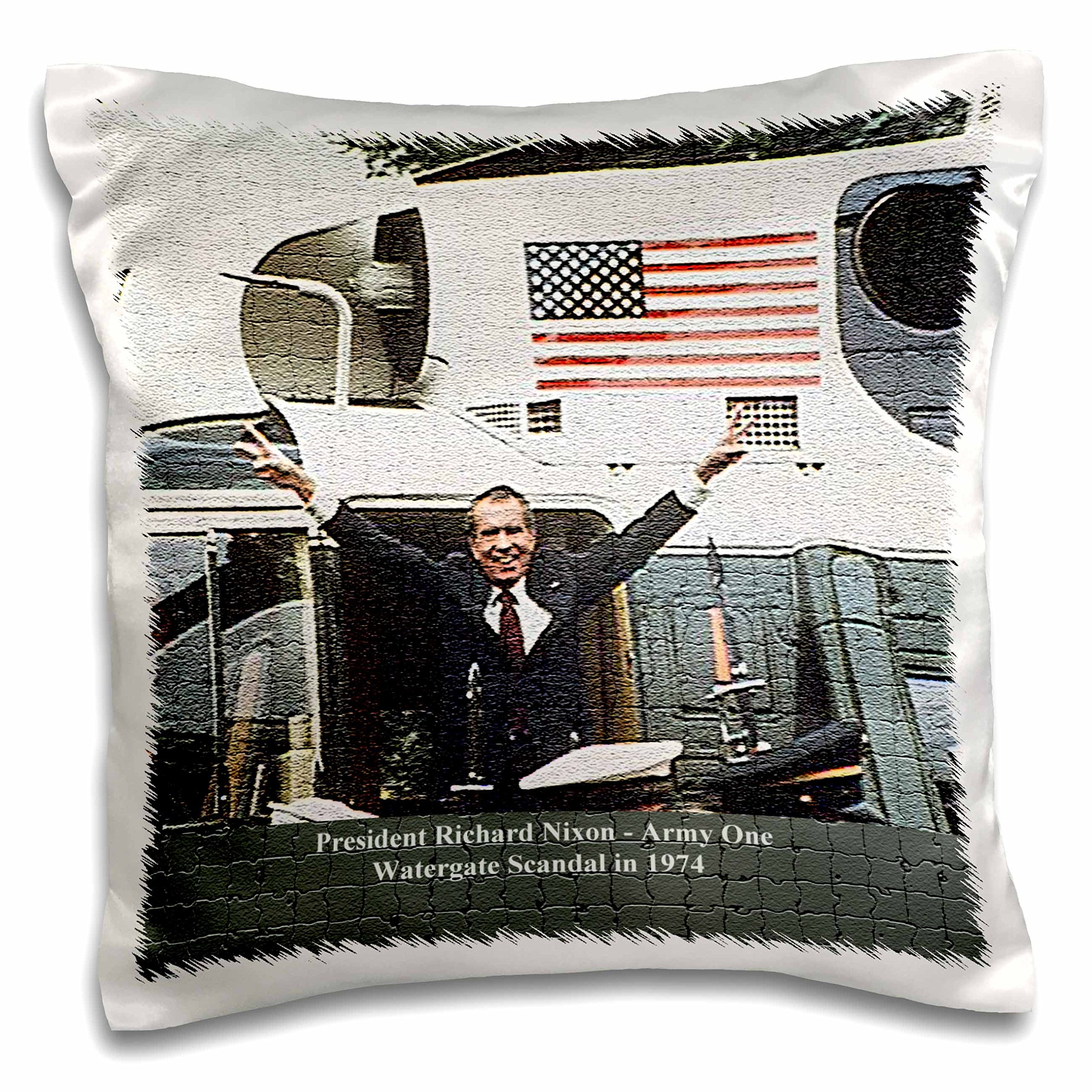 3D Rose President Richard Nixon Watergate Scandal 1974 Mosaic Design 16x16 Inch Decorative Throw Pillow Case - Perfect for Home Decor, Political Memorabilia Collectors & History Enthusiasts
