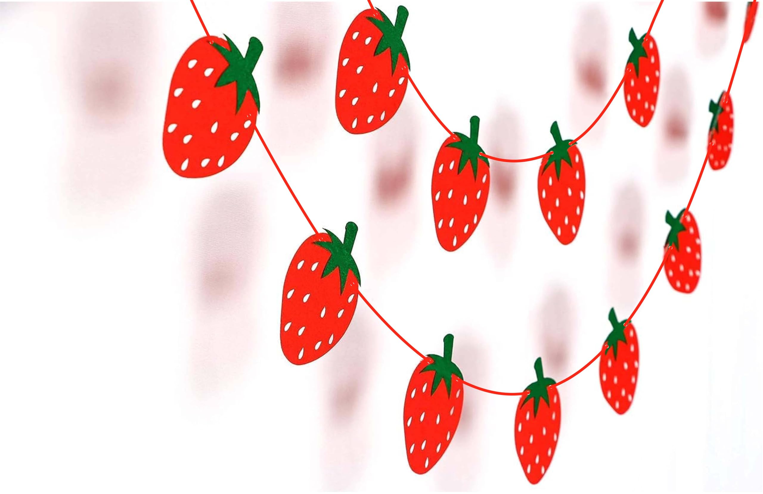 Strawberry Garland - Sweet Birthday Party Decorations for Baby Showers, Bridal Showers & Nursery Wall Decor