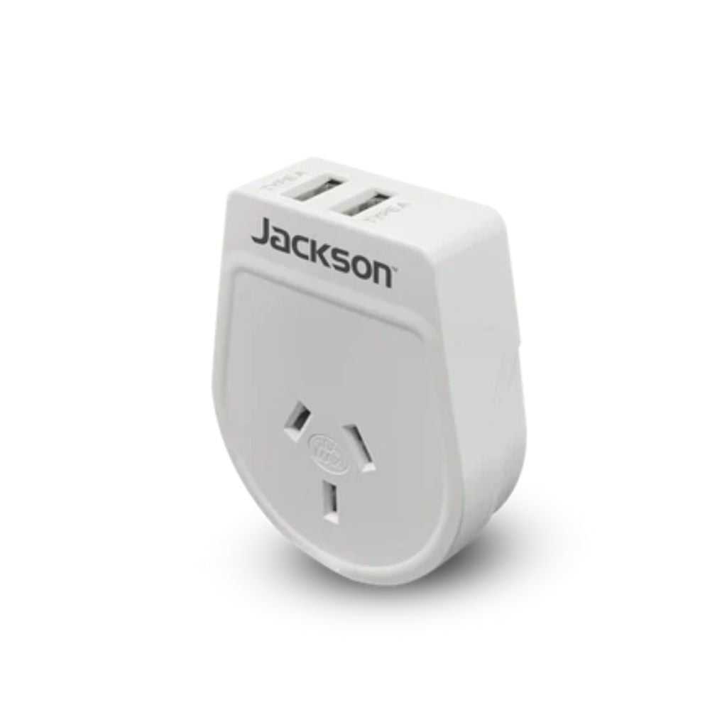 Jackson Outbound Slim USB A & C Travel Adapter - Dual Port Fast Charger for iPhone, Android, Laptop | AUS to USA Power Converter | Perfect for Travel, Business Trips & International Use