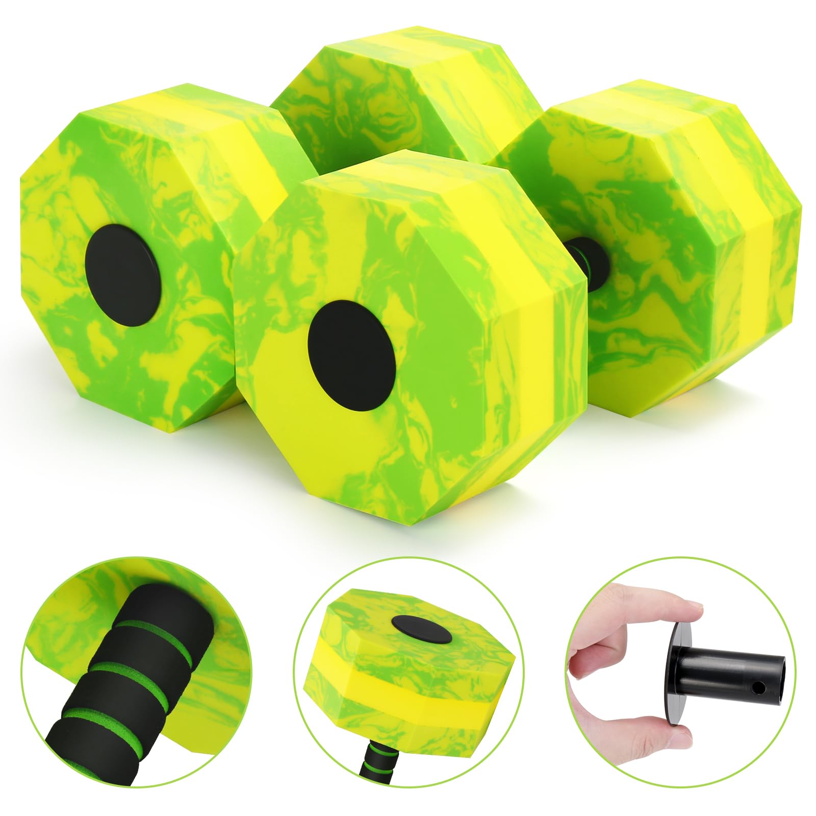 Camouflage Aquatic Dumbbells - Set of 2 Foam Water Aerobic Exercise Dumbbells for Pool Resistance Training, Aqua Fitness & Weight Loss | Perfect for Water Aerobics, Swimming Pool Workouts & Hydrotherapy
